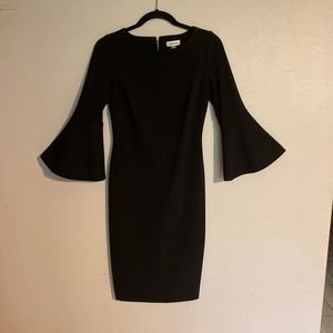 Timeless Calvin Klein Dress, Size 2 with bell sleeves and gold zipper